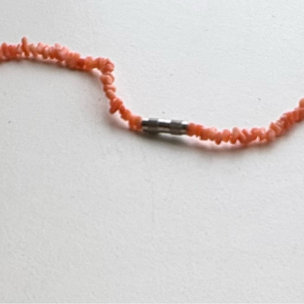 Natural Pink Coral Branch Tendril Necklace Mid Century Modern - Picture 10 of 13